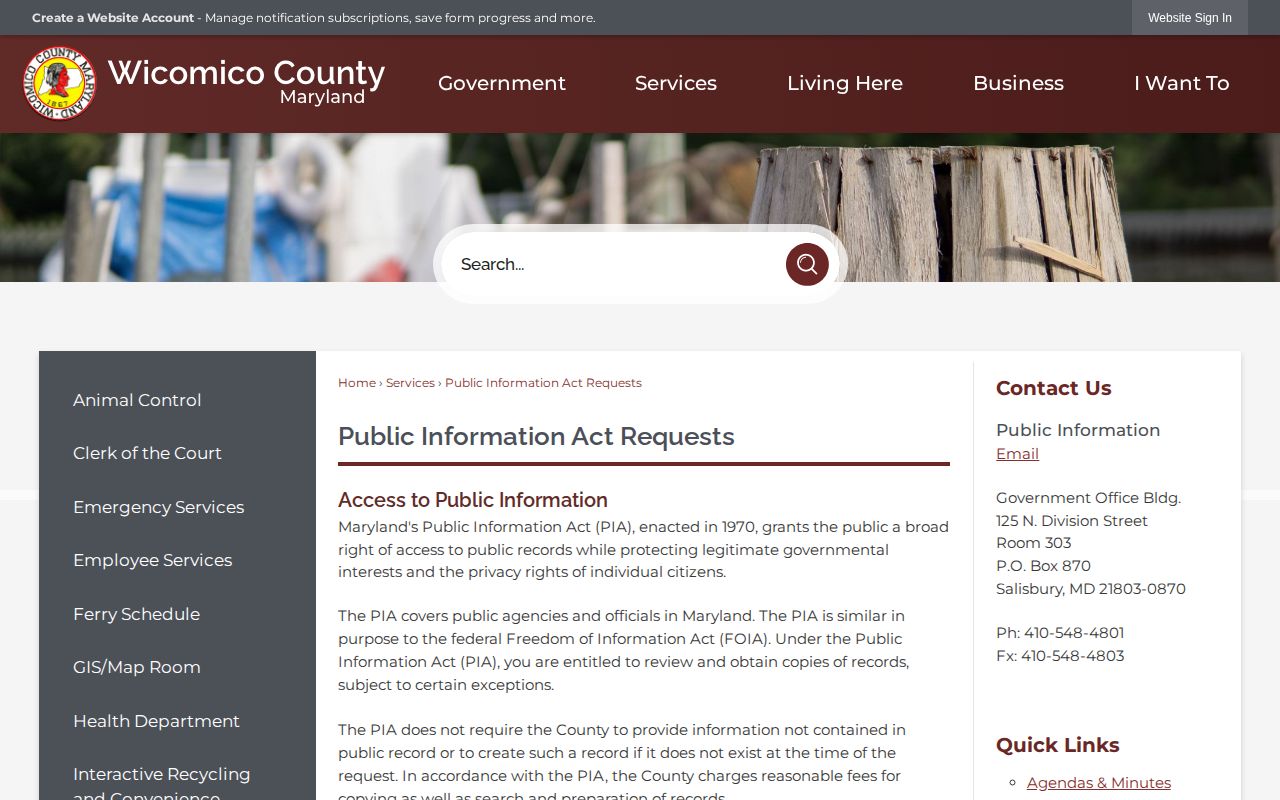 Wicomico County released inmate record request route