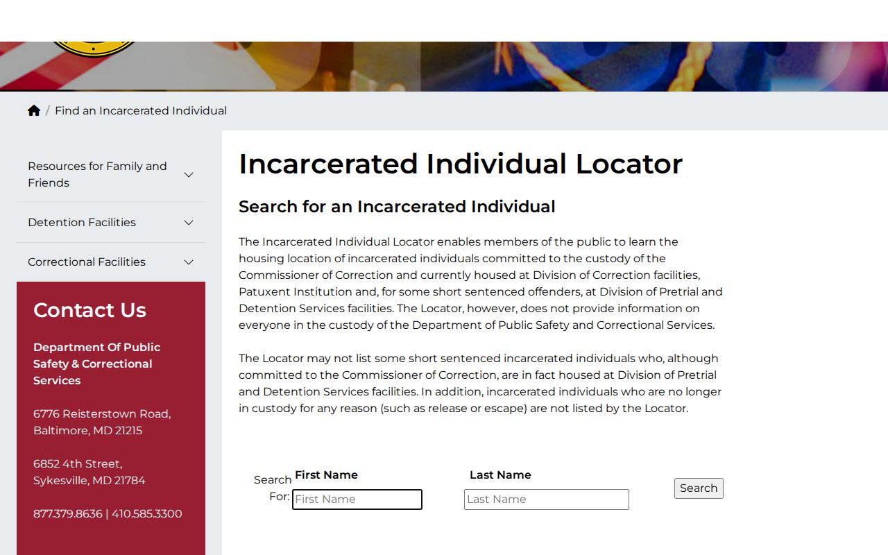 Maryland DPSCS limits for Wicomico County released inmates