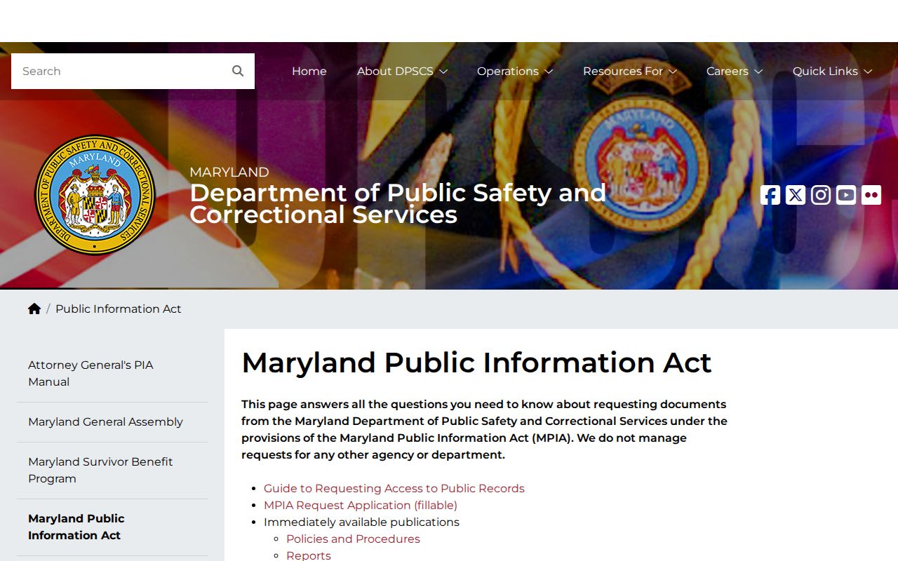 DPSCS state records request route for Wicomico County release date records