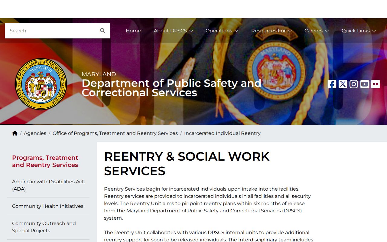 Maryland DPSCS internal projected release date terminology relevant to Wicomico County
