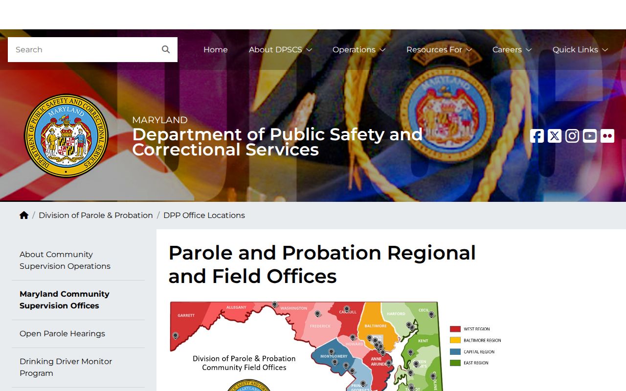 Wicomico County parole and probation Salisbury office directory row